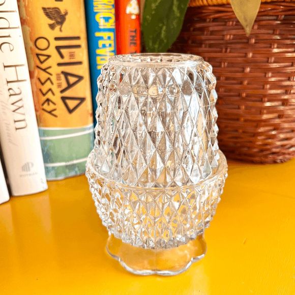 Other - Vintage Indiana Clear Glass Diamond Point Two Piece Fairly Lamp